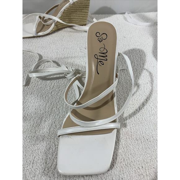 So Me Espadrille Wedges Sandals Womens 10 White Strappy Heels - Picture 4 of 7